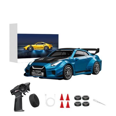1:43 Scale Mini RC Drift Car, 4WD Alloy RC Drift Racing Car with Gyro & LED Lights, 2.4G Proportional 20km/h Speed Remote Control Vehicle for Adults