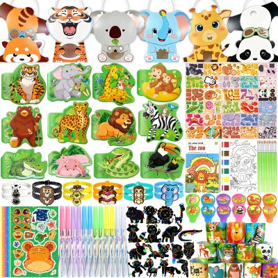 156Pcs Jungle Safari Party Favors for Kids, Zoo Animals Birthday Party Decorations Supplies Kit for Wild One Baby Shower, Goodie Bags Fillers , Classroom Prizes, Wild Animals Themed Party Supplies