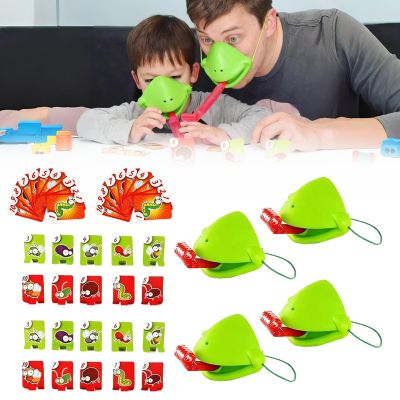 Chameleon Tongue Shooting Game, Frog Tongue Game, Interactive Frog Mask Games, Quick Reflexes and Precision Skill Challenge, Fun and Engaging Family Board Games (4 PCS)