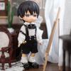 1/12 Scale Figure Gothic Set Clothing, School Boy White Short-Sleeved Shirt & Black Suspenders Shorts Suit for 6-inches Action Figure BJD Doll (L) view 3
