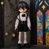 1/12 Scale Figure Gothic Set Clothing, School Boy White Short-Sleeved Shirt & Black Suspenders Shorts Suit for 6-inches Action Figure BJD Doll (L) view 4