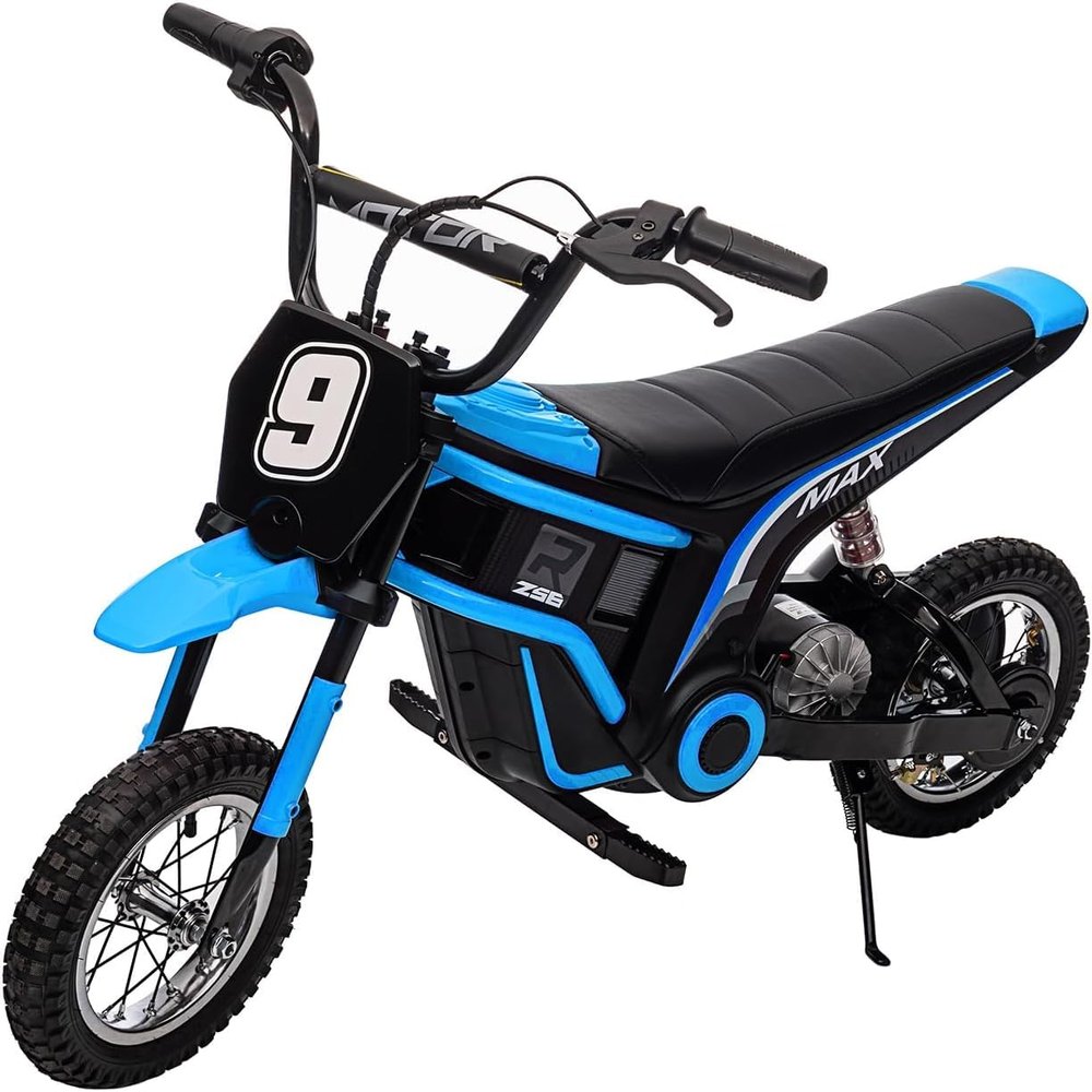 24V Electric Dirt Bike, 350W Electric Motorcycle - Up to 14.29MP, 3-Speed Modes Motorcycle with Shockproof Suspension, Best Gift for Boys & Girls - Blue