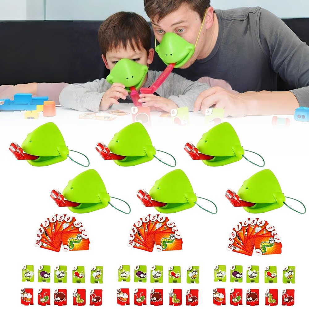 Chameleon Tongue Shooting Game, Frog Tongue Game, Interactive Frog Mask Games, Quick Reflexes and Precision Skill Challenge, Fun and Engaging Family Board Games (6 PCS)