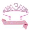 Adjustable Glittered Tiaras Headbands Matching Sash Set Girls Birthday Party Accessories Princesses Themed Birthday Party Decors view 1