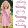 Adjustable Glittered Tiaras Headbands Matching Sash Set Girls Birthday Party Accessories Princesses Themed Birthday Party Decors view 2