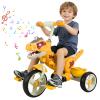 Kids Tricycle for Toddlers, Toddler Tricycle Bike with 10" Non-Slip Wheels, Adjustable Seat & Parent Push Handle, Toddler Trike with Music & LED Light, for Boys & Girls Orange view 1