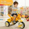 Kids Tricycle for Toddlers, Toddler Tricycle Bike with 10" Non-Slip Wheels, Adjustable Seat & Parent Push Handle, Toddler Trike with Music & LED Light, for Boys & Girls Orange view 3