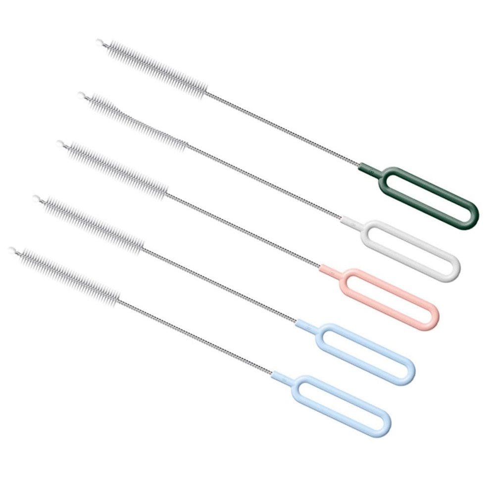 BESPORTBLE 5pcs Nylon Straw Brush Cleaning Supplies Flexible Sturdy Bottle Pacifier Nipple Cleaner for Bottles and Straws Safe Material Random Color