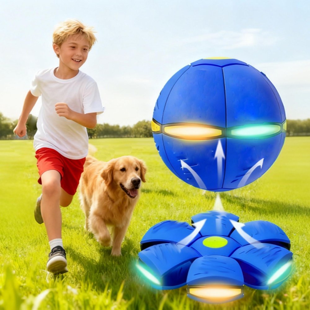 Magic Bouncy Ball Children Bouncing Ball Magic UFO Flying Disc Deformation Ball for Kids Magic Flying Saucer Outdoor Play Toys Football for Boys Girls (Pink+Blue+Red+Green)
