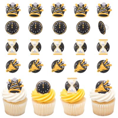Count Down To The New Year Cupcake Rings, 24 Cupcake Toppers For NYE Parties & Celebrations, Food Safe Cake Toppers 24 Pack