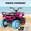 24V 4x4 Ride on Toys Car, BLISSRIDE Kids ATV Quad w/Kneepads, 5Mph Max Speed, Music, LED Lights, Rear Storage Rack, Big Tires, Safe Soft Start&Brake, Electric 4 Wheeler for Kids Boys Girls, B Pink view 4