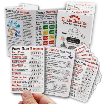 10 Poker Hand Ranking Chart Cards with Texas Hold'em Pocket Guide