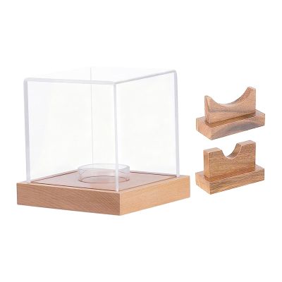 FytStycale Acrylic Baseball Display Case, Ball Holder Protection, for Dad, Baseball Display Stand, for Living Room, Light Wood