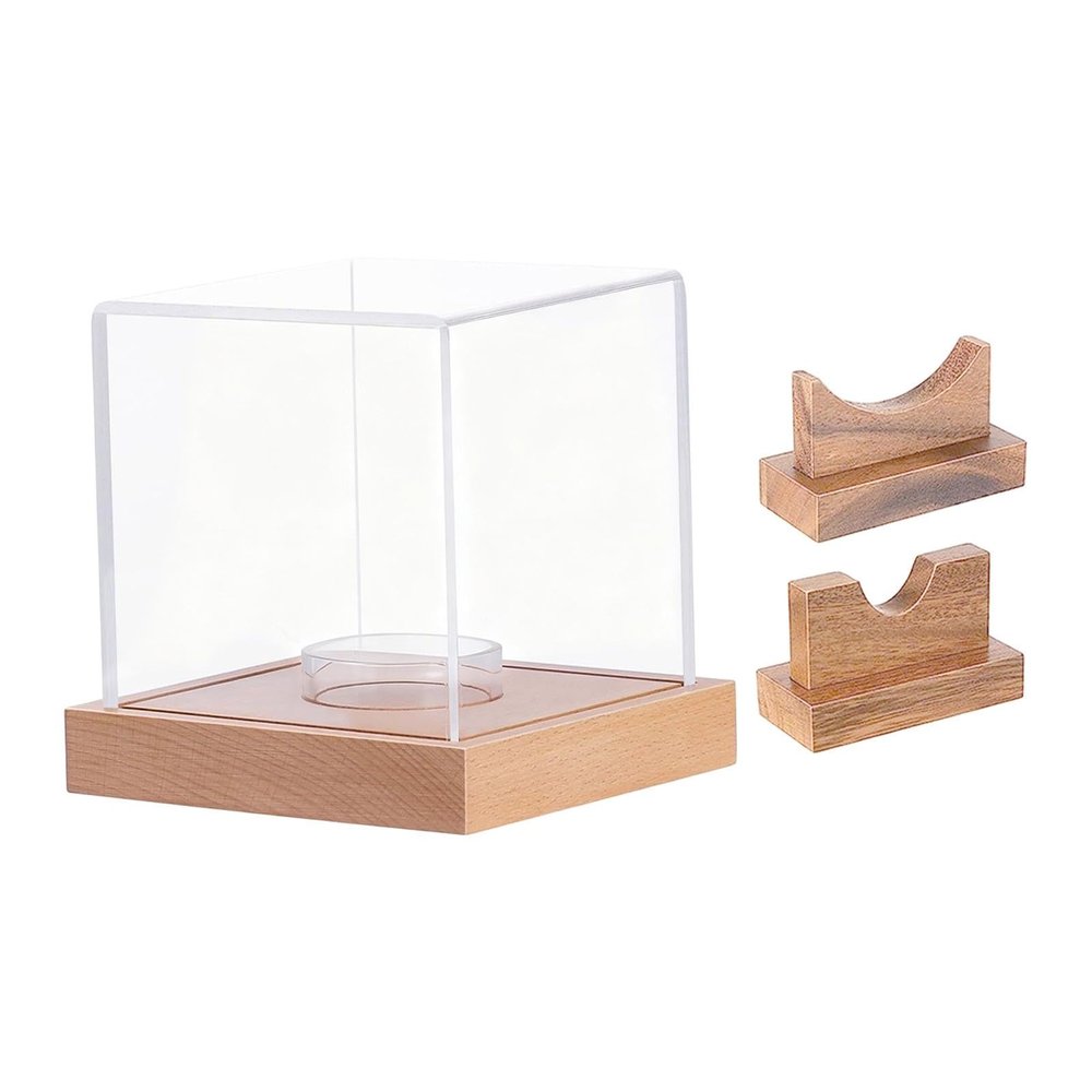 FytStycale Acrylic Baseball Display Case, Ball Holder Protection, for Dad, Baseball Display Stand, for Living Room, Light Wood