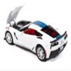 2018 Grand Sport Arctic White with Blue Stripe and Red Interior Sports Cars Series 1/64 Diecast Model Car by Auto World 64452-AWSP176A view 2