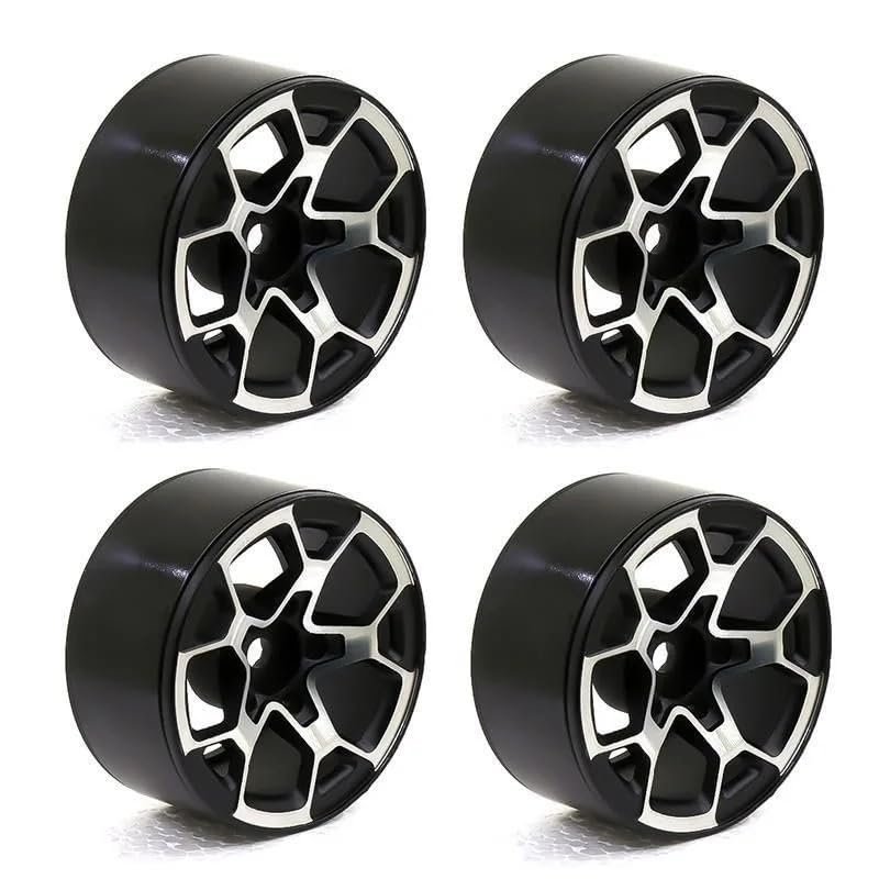 4pcs 1.9" Beadlock Wheel Rim Hub for 1/10 RC Crawler Axial SCX10 for Trax-xas TRX4 RC4WD D90 Redcat Gen(Black)