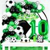 10th Birthday Soccer Balloon Arch, Soccer Garland Kit with Green Number 10 Balloon Football Balloons for Boys Kids Sports Themed Decorations Supplies view 1