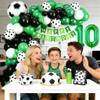10th Birthday Soccer Balloon Arch, Soccer Garland Kit with Green Number 10 Balloon Football Balloons for Boys Kids Sports Themed Decorations Supplies view 3