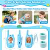 Video Walkie Talkies for Kids, 2 Pack Rechargeable HD Screen Walkies Talkies with 600 FT Outdoor Range, Voice Changer, Watch Straps & Lanyards  Camping Trips Gift for Boys Girls Ages 3-12 (Blue) view 4