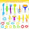 iShyan Dough Tools Play Set for Kids,30 pcs Basic Dough Play Toys with Animal Cutters, Roller, Rolling Pins, Safety Scissors, Plastic Knife,Character Accessories view 2