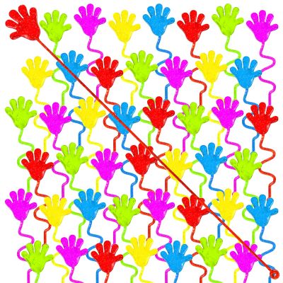 120PCS Glitter Sticky Hands for Kids, Mini Stretchy Slap Hands Toys, Little Hands Sticky Hands Bulk for Party Favors, Girls, Boys, Classroom Prizes, Students, Birthday Gifts, Goodie Bags Stuffers