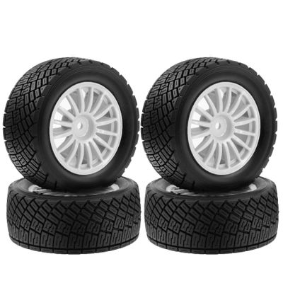 1:10 Flat Rally Tyre 78mm Wheel Rims & Tires Set 12mm Hex for Ta-Miya W-Ltoys H-PI H-SP AR-RMA Buggy 1/10 Scale RC Car Upgrade Parts(4pcs White)