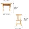 1/12 Miniature Dollhouse Round Table and 2 Chairs Dining Set, Mini Wooden Unpainted Burlywood Barbie Kitchen Furniture Accessories view 2