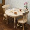1/12 Miniature Dollhouse Round Table and 2 Chairs Dining Set, Mini Wooden Unpainted Burlywood Barbie Kitchen Furniture Accessories view 3