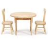 1/12 Miniature Dollhouse Round Table and 2 Chairs Dining Set, Mini Wooden Unpainted Burlywood Barbie Kitchen Furniture Accessories view 4