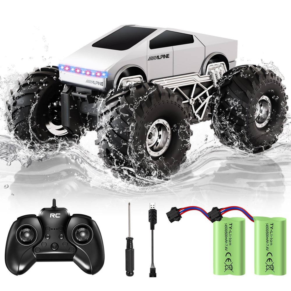 Cheffun Monster Truck Toys, 1:16 Amphibious Remote Control Car for Boys 4-7, Waterproof RC Trucks, 4WD All Terrain Off-Road RC Toys Car, Birthday Gift for Kids Boys Girls Age 5+ Years Old