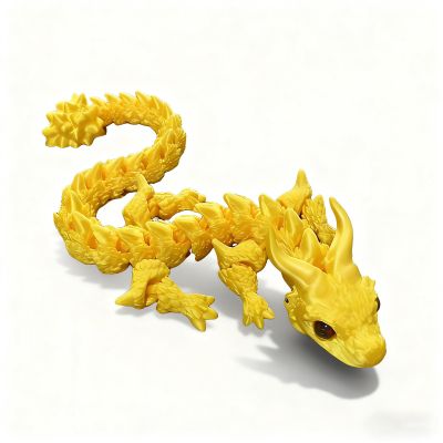 2PCS 3D Printed Dragon, 3D Animals, 3D Fidget Toy, Autism Toys, 3D Dragon, 3D Printing Dragon for Home Office Decor Executive Desk Toys (Gold 15.75in)