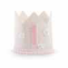 Yrrue First Birthday Crown Hat for Girl - Soft Pink One Flower Crown for 1st Bday Party Decoration & Cake Smash Photoshoot view 1