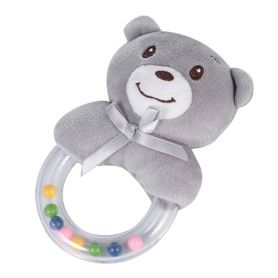 CIYODO Neutral Color Animal Rattle Shaker Safe Sensory Development Teether Ring for Newborn Boys and Indoor Outdoor Use