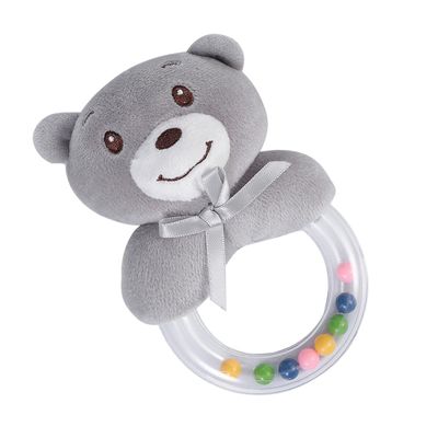 BESPORTBLE Rattle Soft Ring Shaker for Boy Girl Ergonomic Grip Sensory Development for Boys and Cute Grey Animal Design Safe