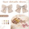 12PCS Baby Girls Hair Clips Fable Hair Bows Cotton Linen Bows for Girls Hair Accessories for Baby Toddlers Kids Neutral Color view 2