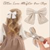 12PCS Baby Girls Hair Clips Fable Hair Bows Cotton Linen Bows for Girls Hair Accessories for Baby Toddlers Kids Neutral Color view 3