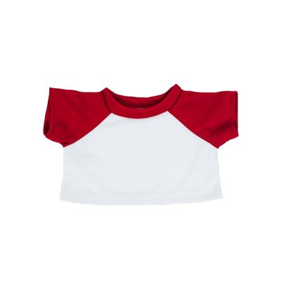 White and Red T-Shirt Plush Clothes Fits 14 to 18 Inch Stuffed Animals Teddy Bear Doll Outfit Soft Fabric Casual Costume Dress Up Accessory Gift for Kids & Toddlers