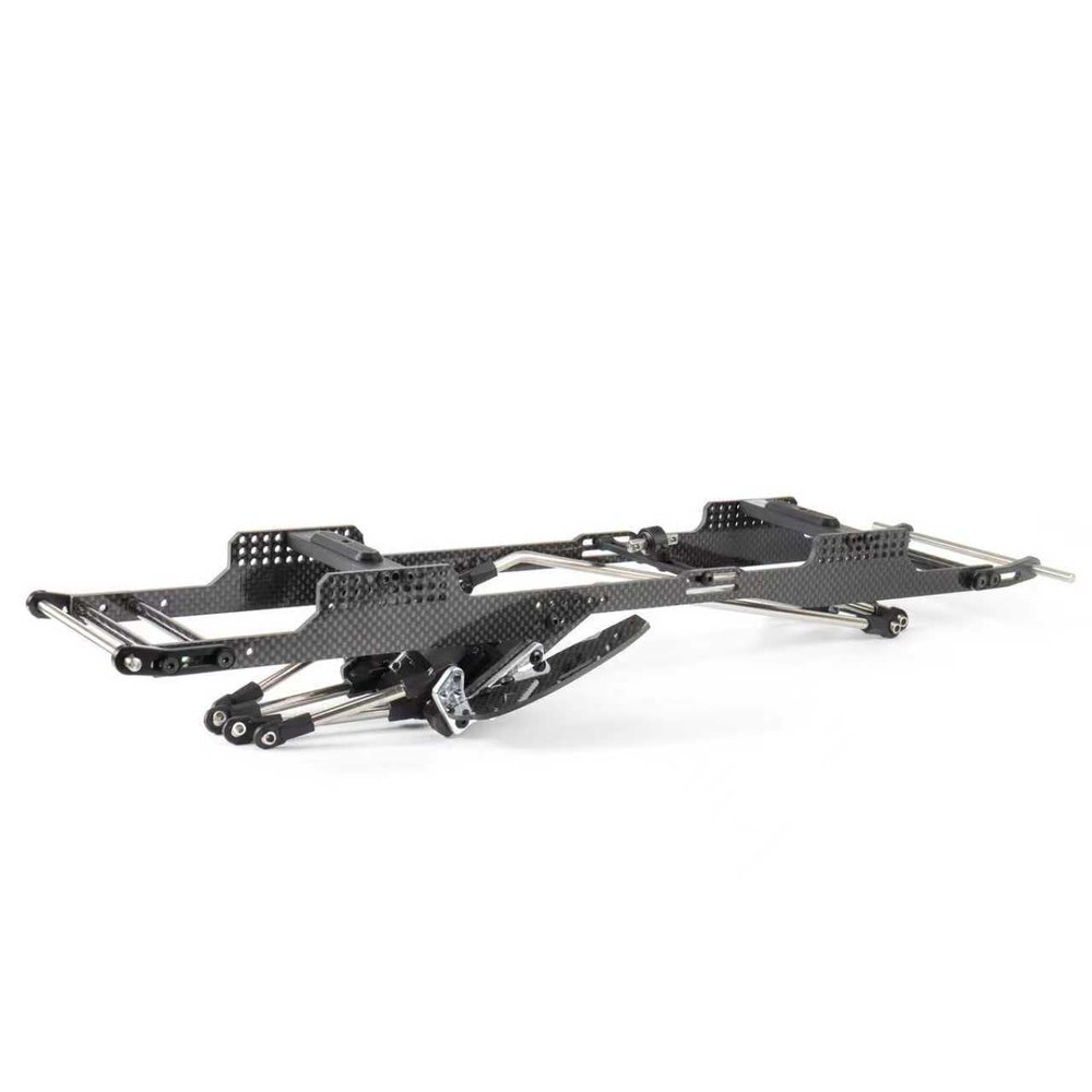 CobraCrawler RC Frame Chassis Kit,LCG Carbon Fiber Frame Rail LCG Chassis Kit with Ultralight Portal Transmission Skid Plate for 1/10 RC Crawler Capra SCX10 (Chassis kit B)