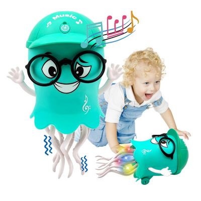 DDCJMLYF Electric Jellyfish Dancing Toy LED Lights Music Tummy Time Toy for Toddlers 3 Years Old Interactive Gift for Boys Girls Christmas Stocking Stuffers