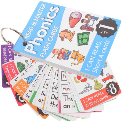 BESPORTBLE Phonics Spelling Cards for Educational Learning Supplies with Flashcards and Metal Rings Random Cover Enhance Memory Word Recognition and Cognitive Skills for Boys