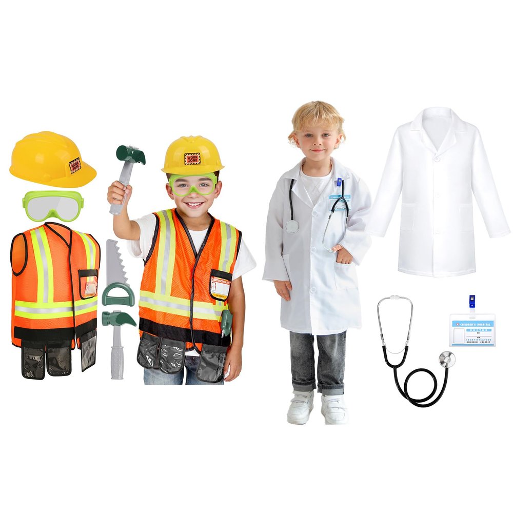 Liberry Pretend Play Toys for Boys 3-5 Years, Toddler Tool Set and Kid Doctor Costume, Dress Up Toys for Halloween Christmas Birthday Gift