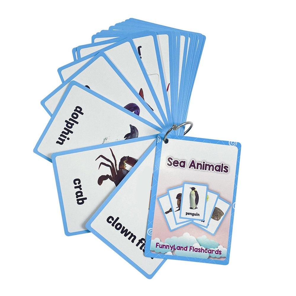 20Sheet Sea Animal Vocabulary Flashcards Interactive Educational Marine Life Learning Cards Kid Early Learning Word Card Animal Word Cards for Children