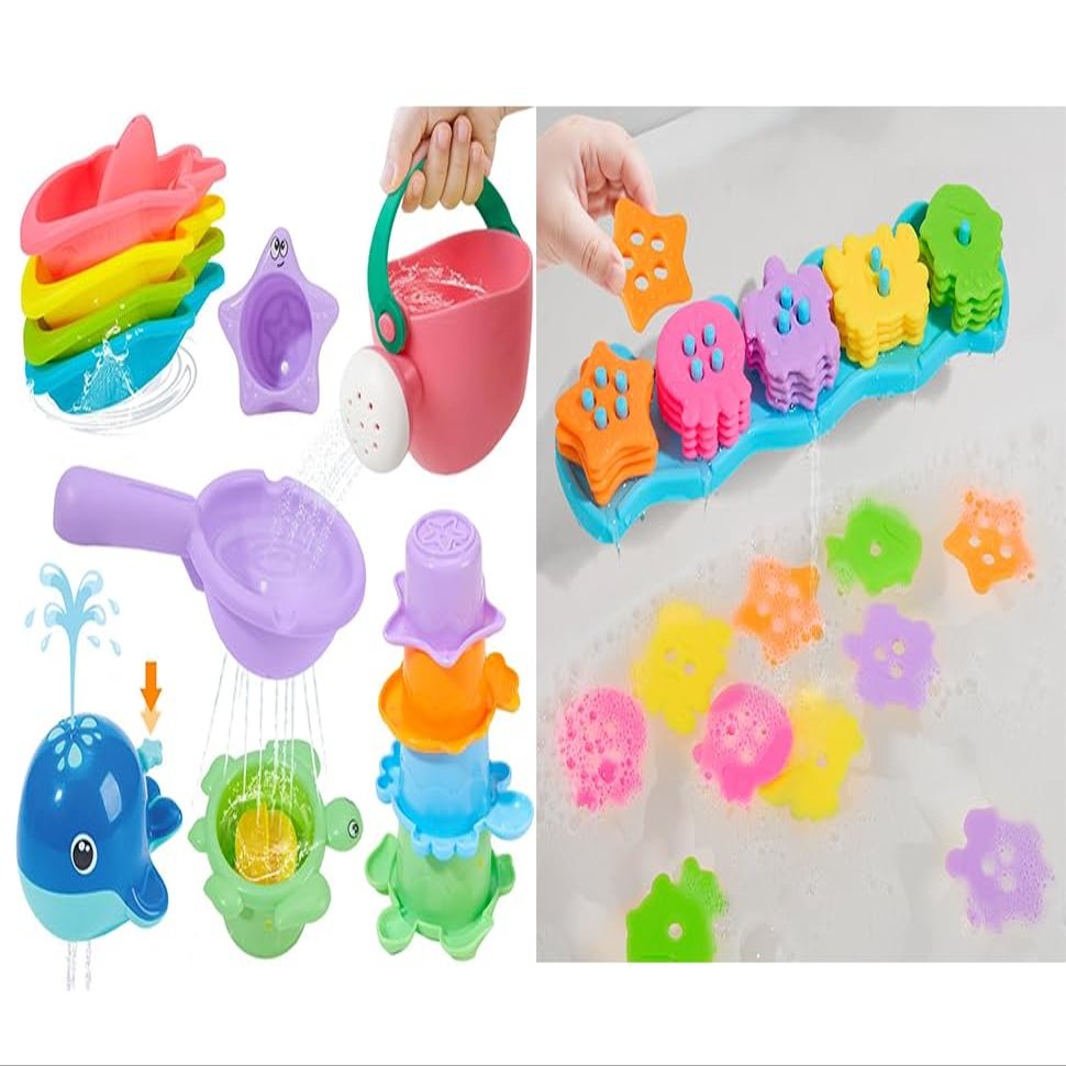 11PCS Bath Toys & 21PCS Soft Rubber Toddlers Bath Toys