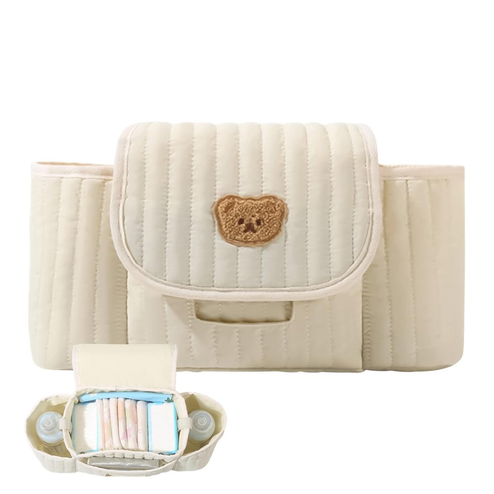 Adjustable Stroller Organizer with Wipes Dispenser and Tissue Opening, Convenient Storage for Diaper, Bottle, Snack, Cup, Toy, Phone, , Perfect for Parents on the Go