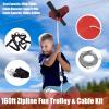 HuidTews Zip line Kits for Backyard, 160FT Zip line Kit with Stainless Steel Spring Brake, Zip Line Kit for Kids Adults with Stainless Steel, Ziplines for Outdoor Equipment view 4