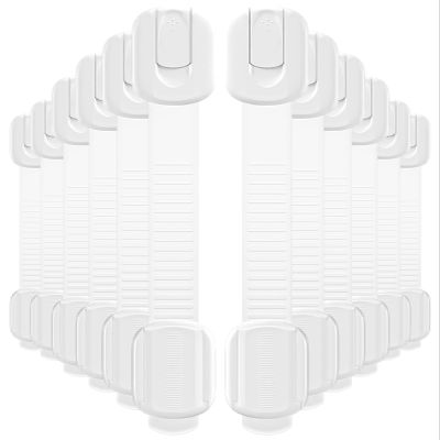 12 Pack Cabinet Locks Baby Proofing, Child Proof Cabinet Locks with 3M Adhesive - Easy Installation with Adjustable Straps, Multi-Purpose Child Safety Latches for Drawers Fridge Trash Cans Toilets