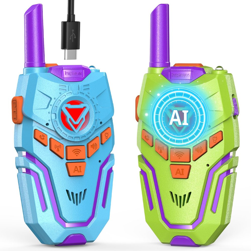 Inspireyes Walkie Talkies for Kids Rechargeable, AI Toy for Kids with Parental Controls, Long Range with Flashlight, Interactive ChatGPT Toy, STEM Gift for Boys Girls Ages 3-12 Outdoor Play Camping