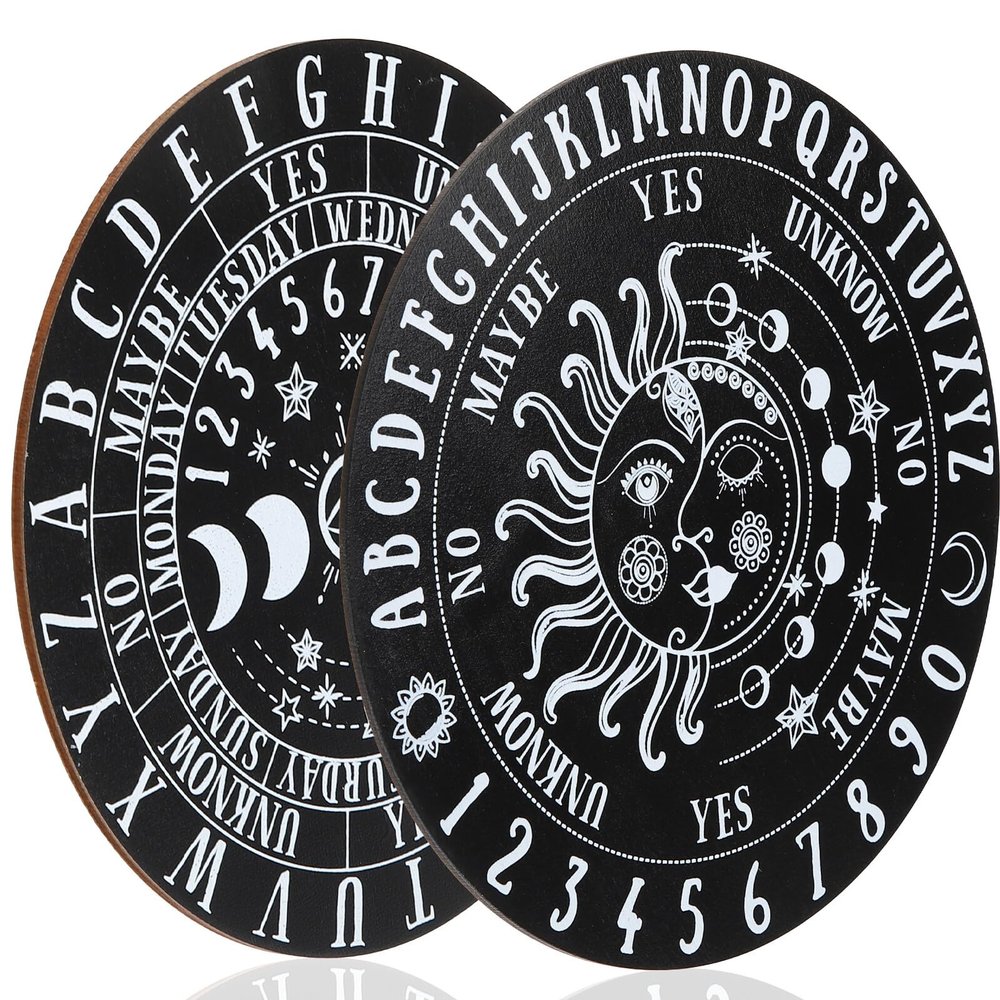 BESPORTBLE 2pcs Wooden Divination Boards with Clear Carving Artistic Pattern Pendulum Prop for Dowsing and Metaphysical Decoration Lightweight Portable for Meditation and Party Games