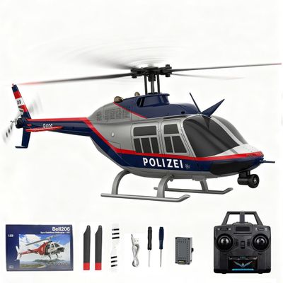 X-MechFun C138 Remote Control Helicopter, RC ERA BELL206 6-Channel Single-Rotor Flybarless RC Helicopter, 1/33 Scale RTF Aircraft Model Gift with Optical Flow