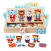 Magnetic Dress Up Dolls - Sorting and Matching Preschool Learning Activities, Wooden Bear Family Puzzle, Educational Fun Toy, Kids Development Game, Boys Girls Children 11.81x5.12x1.77 Inches view 1